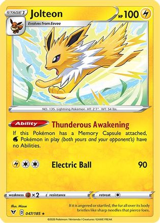 Jolteon 047/185  - Reverse Holofoil SWSH04 Vivid Voltage - Rare
