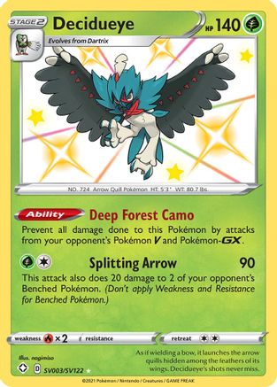 Decidueye (SV003/122) [Shining Fates Shiny Vault] Holofoil - Shiny Holo Rare