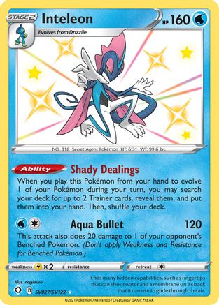 Inteleon (SV027/122) [Shining Fates Shiny Vault] Holofoil - Shiny Holo Rare
