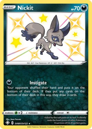 Nickit (SV081/122) [Shining Fates Shiny Vault] Holofoil - Shiny Holo Rare
