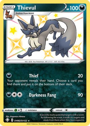 Thievul (SV082/122) [Shining Fates Shiny Vault] Holofoil - Shiny Holo Rare