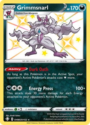 Grimmsnarl (SV085/122) [Shining Fates Shiny Vault] Holofoil - Shiny Holo Rare