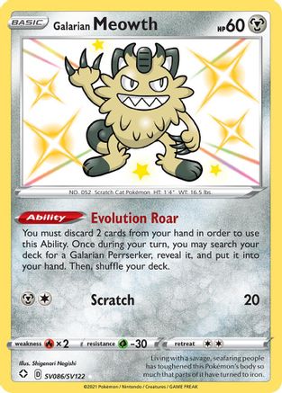 Galarian Meowth (SV086/122) [Shining Fates Shiny Vault] Holofoil - Shiny Holo Rare