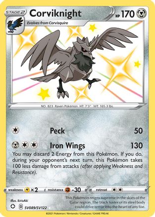 Corviknight (SV089/122) [Shining Fates Shiny Vault] Holofoil - Shiny Holo Rare