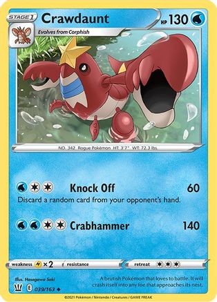 Crawdaunt (039/163) [SWSH05 Battle Styles] Reverse Holofoil - Uncommon