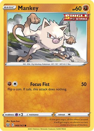 Mankey 066  - Reverse Holofoil SWSH05 Battle Styles - Common
