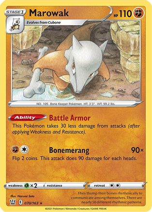 Marowak 070  - Reverse Holofoil SWSH05 Battle Styles - Rare