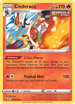 Cinderace (028/198) [SWSH06 Chilling Reign] Reverse Holofoil - Holo Rare