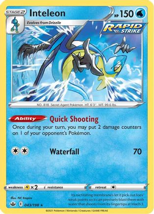 Inteleon (043/198) [SWSH06 Chilling Reign] Holofoil - Holo Rare