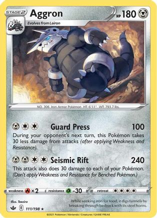 Aggron 111  - Reverse Holofoil SWSH06 Chilling Reign - Rare