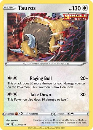 Tauros (115/198) [SWSH06 Chilling Reign] Holofoil - Holo Rare