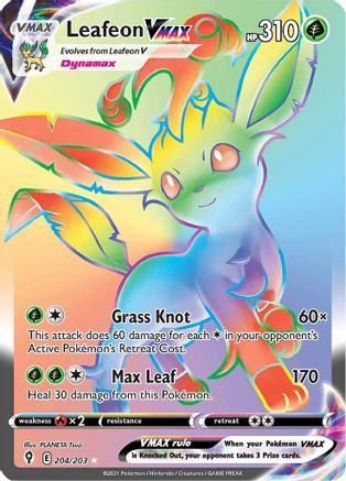Leafeon VMAX (Secret) 204/203  - Holofoil SWSH07 Evolving Skies - Secret Rare