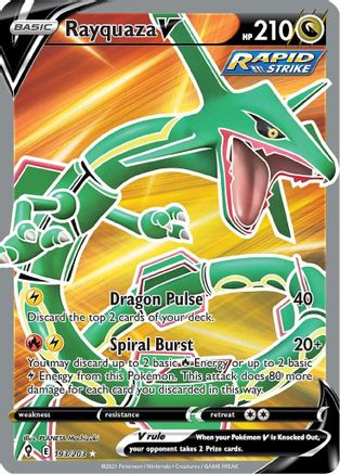 Rayquaza V (Full Art) 193/203  - Holofoil SWSH07 Evolving Skies - Ultra Rare