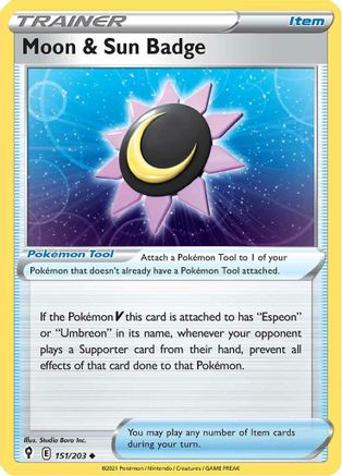 Moon & Sun Badge (151/203) [SWSH07 Evolving Skies] Reverse Holofoil - Uncommon