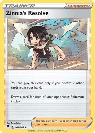 Zinnia's Resolve 164/203  - Reverse Holofoil SWSH07 Evolving Skies - Uncommon