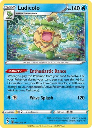 Ludicolo (034/203) [SWSH07 Evolving Skies] Reverse Holofoil - Holo Rare