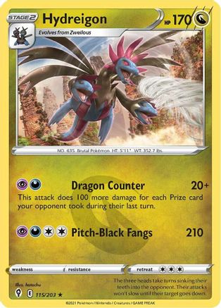 Hydreigon (115/203) [SWSH07 Evolving Skies] Reverse Holofoil - Holo Rare
