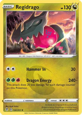 Regidrago 124/203  - Reverse Holofoil SWSH07 Evolving Skies - Holo Rare