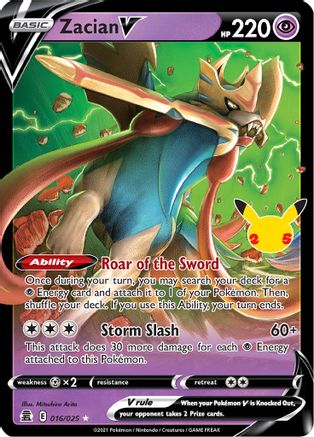 Zacian V 016/025  - Holofoil Celebrations - Ultra Rare