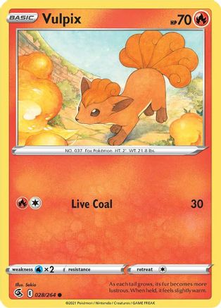 Vulpix (028/264) [SWSH08 Fusion Strike] Reverse Holofoil - Common