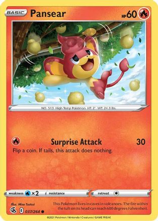 Pansear 037  - Reverse Holofoil SWSH08 Fusion Strike - Common