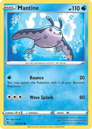 Mantine 061  - Reverse Holofoil SWSH08 Fusion Strike - Common