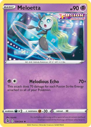 Meloetta 124  - Reverse Holofoil SWSH08 Fusion Strike - Rare