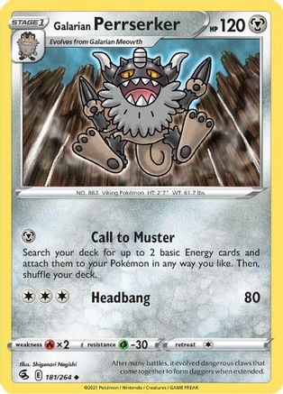 Galarian Perrserker (181/264) [SWSH08 Fusion Strike] Normal - Uncommon