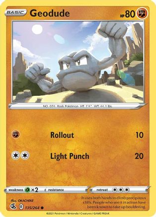 Geodude (135/264) [SWSH08 Fusion Strike] Reverse Holofoil - Common