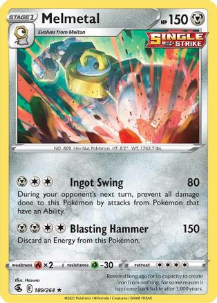Melmetal (189/264) [SWSH08 Fusion Strike] Reverse Holofoil - Holo Rare