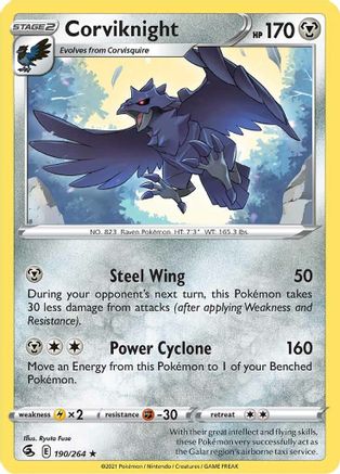 Corviknight (190/264) [SWSH08 Fusion Strike] Reverse Holofoil - Rare