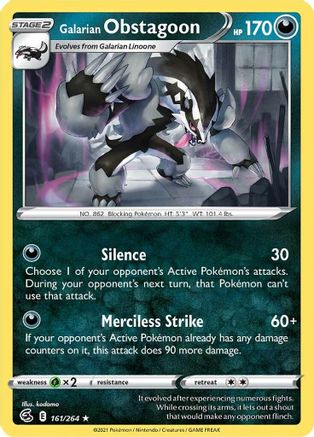 Galarian Obstagoon (161/264) [SWSH08 Fusion Strike] Holofoil - Holo Rare
