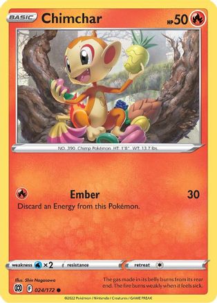 Chimchar (024/172) [SWSH09 Brilliant Stars] Reverse Holofoil - Common