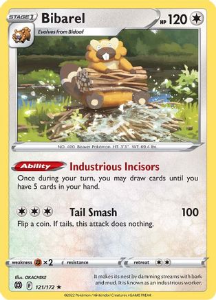 Bibarel (121/172) [SWSH09 Brilliant Stars] Reverse Holofoil - Holo Rare