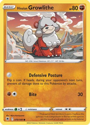 Hisuian Growlithe (070/189) [SWSH10 Astral Radiance] Normal - Common