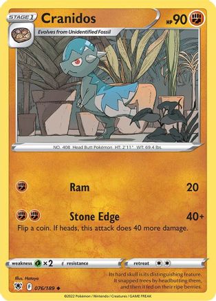 Cranidos (076/189) [SWSH10 Astral Radiance] Reverse Holofoil - Uncommon