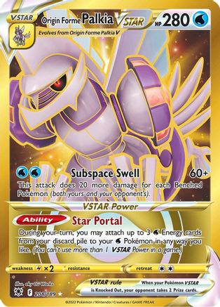 Origin Forme Palkia VSTAR (Secret) (208) (Secret)  208  - Holofoil SWSH10 Astral Radiance - Secret Rare