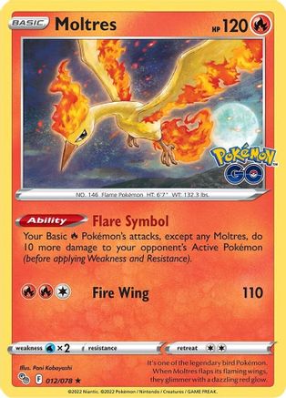 Moltres 012  - Holofoil Pokemon GO - Holo Rare