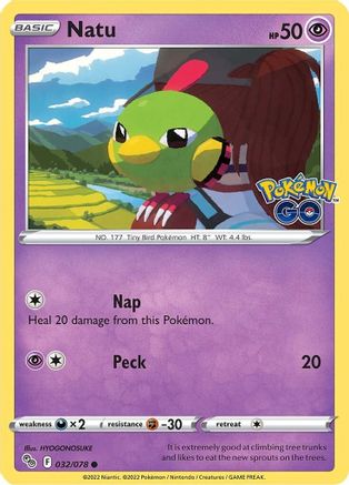 Natu 032  - Reverse Holofoil Pokemon GO - Common