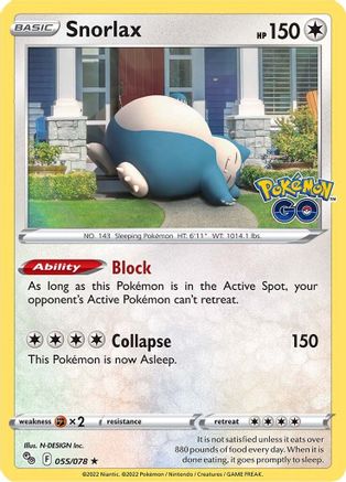Snorlax (055/78) [Pokemon GO] Holofoil - Holo Rare