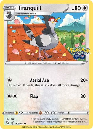 Tranquill (062/78) [Pokemon GO] Normal - Common