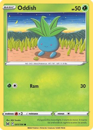 Oddish 001  - Reverse Holofoil SWSH11 Lost Origin - Common