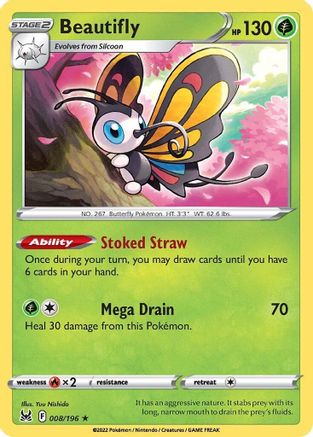 Beautifly (008/196) [SWSH11 Lost Origin] Reverse Holofoil - Holo Rare