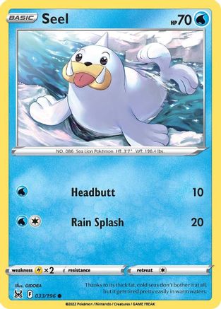Seel (033/196) [SWSH11 Lost Origin] Reverse Holofoil - Common
