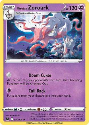Hisuian Zoroark (076/196) [SWSH11 Lost Origin] Reverse Holofoil - Holo Rare