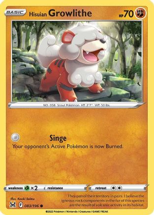 Hisuian Growlithe (083/196) [SWSH11 Lost Origin] Normal - Common