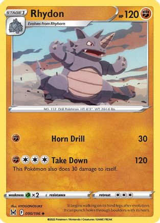 Rhydon (090/196) [SWSH11 Lost Origin] Reverse Holofoil - Uncommon