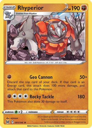 Rhyperior (091/196) [SWSH11 Lost Origin] Normal - Rare