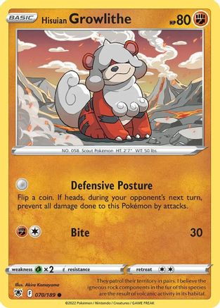 Hisuian Growlithe (Cosmos Holo) (070/189) [Deck Exclusives] Holofoil - Promo