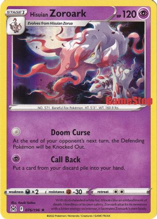 Hisuian Zoroark (Gamestop Exclusive) (076/196) [Miscellaneous Cards & Products] Holofoil - Promo